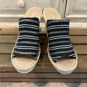 TOMS Women's Black and White Striped Espadrilles